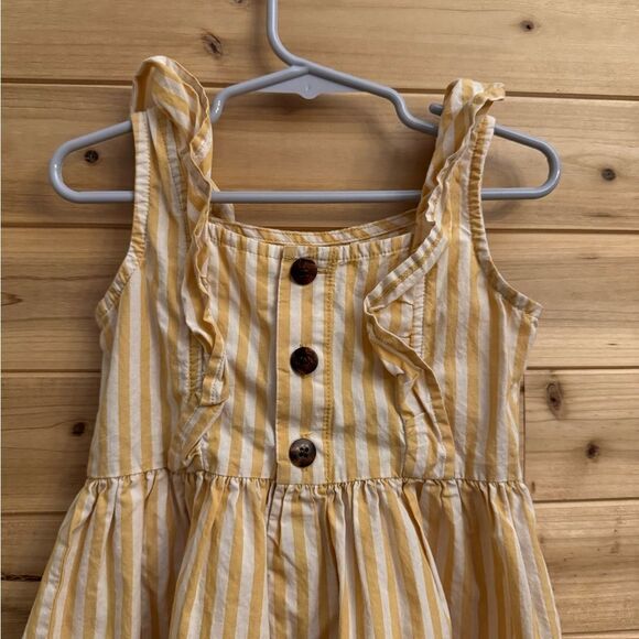 Hanna Andersson Size 100/4 Mustard Yellow Pinstripe Sleeveless Dress - Picture 9 of 12